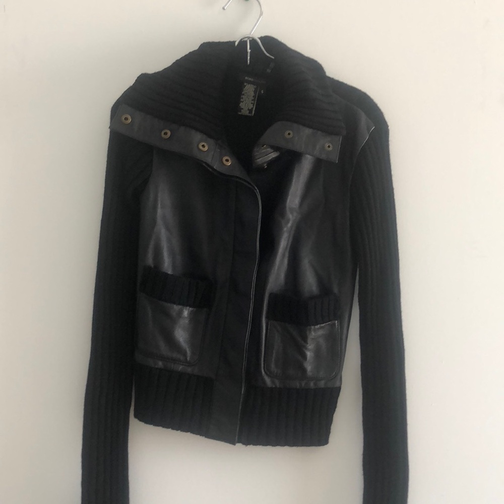 Leather and wool BCBG jacket